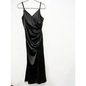 REVELRY BLACK SATIN GOWN